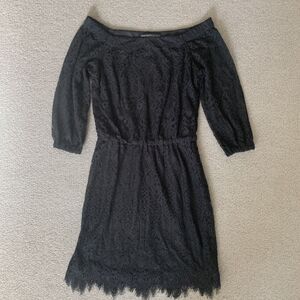 WHBM Dress 00 Black Lace Elegant Party Whimsy Goth Fairy Grunge Feminine New